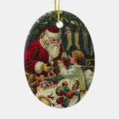 Best Christmas Wishes Victorian Santa with Child Keramik Ornament (Hinten)