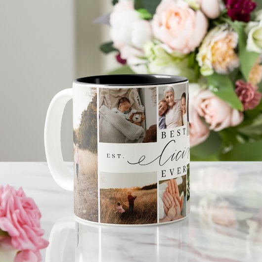 Best Cici Ever Elegantes Script 8 Foto Collage Zweifarbige Tasse