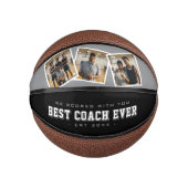 Best Coach Ever 3 Photo Collage Grey & Black Mini Basketball (Vorderseite)