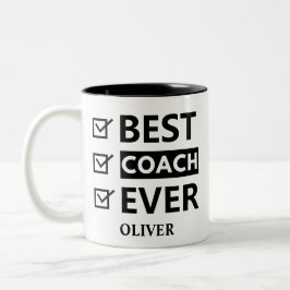 Best Coach Ever Checkliste - Individuelle Name-Ges Zweifarbige Tasse