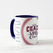 Best Coach Ever Gift Baseball Team Signature Names Tasse (Vorderseite Links)