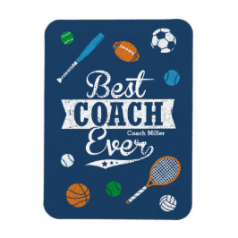 Best Coach Ever mit Namen und Sportausrüstung Magnet