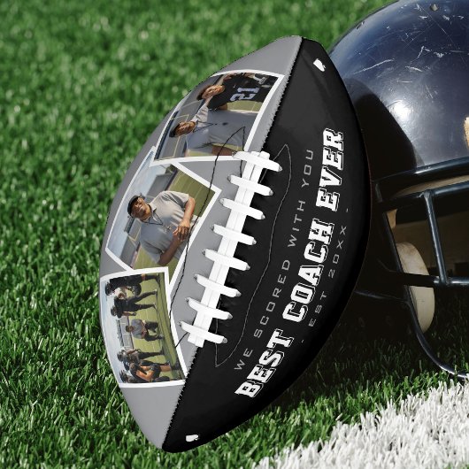 Best Coach Ever Photo Grey & Black Football