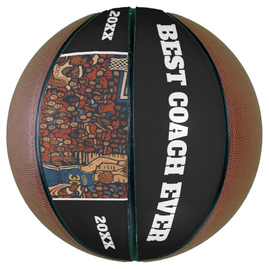 BEST COACH EVER Trendy Foto Collage Coach Geschenk Basketball (Vertikal)