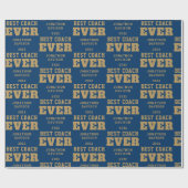 Best Coach je Name Jahr Gold Blue Geschenkpapier (Flach)