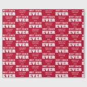 Best Coach je Name Jahr Weiß Rot Geschenkpapier (Flach)