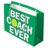 Best Coach je Tennis Coach Geschenktasche Große Geschenktüte (Rückseite Schrägansicht)