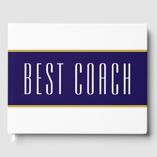 BEST COACH Wide Sporty Navy Blue White Stripes Gästebuch (Vorderseite)