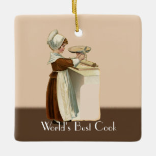 Best Cook Award - Vintages Frauenbacken Keramikornament