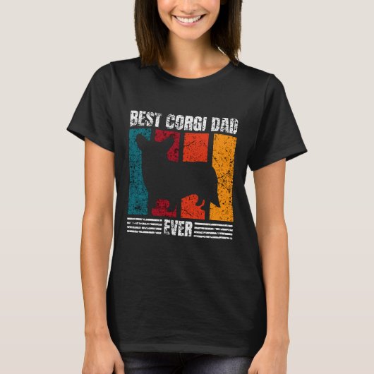 Best Corgi Dad Ever Distressed T-Shirt (Vorderseite)