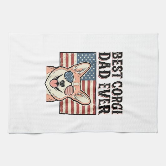 Best Corgi Dad Ever Patriotic Vintage Dog Shirt_1 Geschirrtuch (Horizontal)