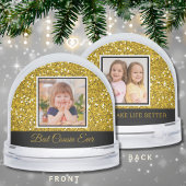 Best Cousin Ever 2 Photo Keepsake Gold Glitter Schneekugeln