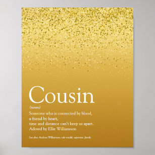 Best Cousin Ever Definition Gold Glitter Glam Poster