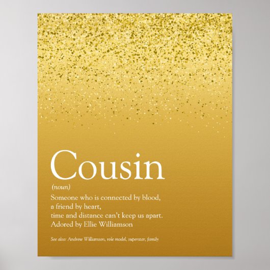 Best Cousin Ever Definition Gold Glitter Glam Poster (Vorne)