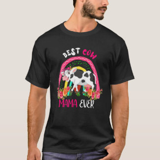Best Cow Mama Ever Cute Cow Bow Tie Farmer Mother' T-Shirt