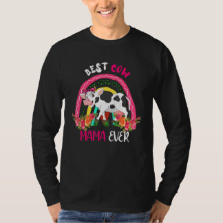 Best Cow Mama Ever Cute Cow Bow Tie Farmer Mother' T-Shirt