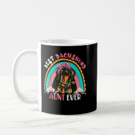 Best Dachshund Aunt Ever Cute Rainbow Flowers Dog Kaffeetasse