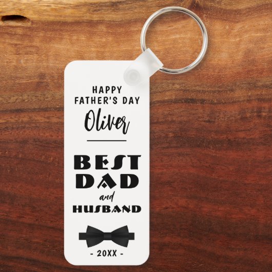 Best Dad and Husband Black Tie Elegant Schlüsselanhänger (Rückseite)