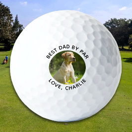 Best Dad By Par Custom Photo Text Golfball
