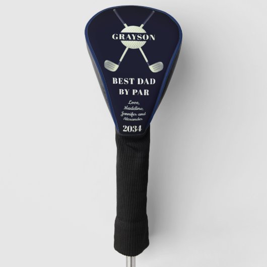 „Best Dad By Par“-Design – glattes, einzigartiges Golf Headcover (Vorderseite)