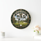 Best Dad by Par Funny Golf Gift for Dad  Große Wanduhr (Zuhause)