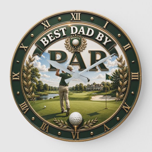 Best Dad by Par Funny Golf Gift for Dad  Große Wanduhr (Vorderseite)
