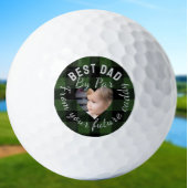 Best Dad Custom Kids Photo Green Buffalo Plaid Golfball