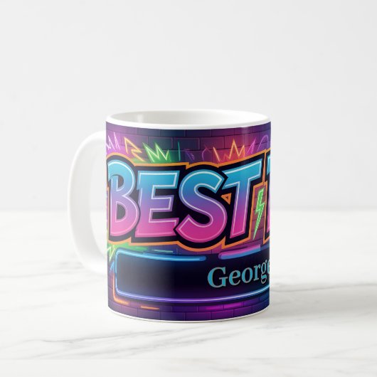 "BEST DAD" Design with Placeholder for Custom Name Kaffeetasse (Vorderseite Links)
