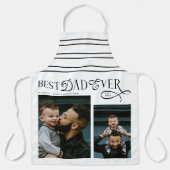  Best Dad Ever 2 Photos Modern Fathers Day Stripes Schürze (Vorderseite)