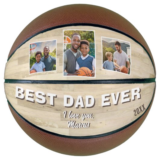 Best Dad Ever 3 Photo Collage Father Basketball (Vorderseite)