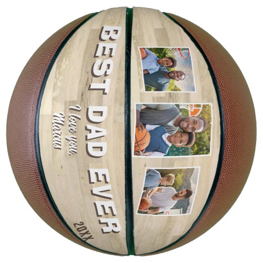 Best Dad Ever 3 Photo Collage Father Basketball (Vertikal)