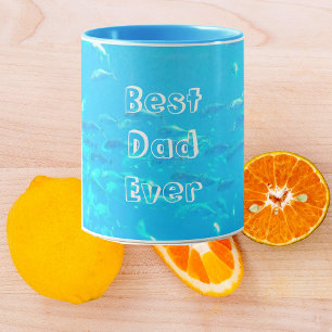 Best Dad Ever Aqua Blue School of Fish in Ocean Tasse