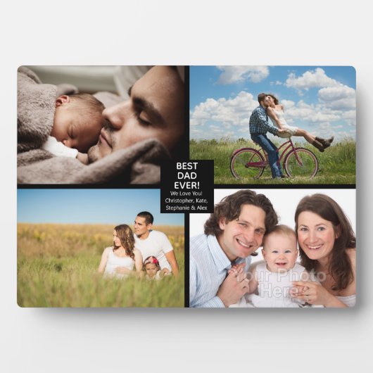 Best Dad Ever Black Fathers Day 4 Foto Collage Fotoplatte (Vorderseite)
