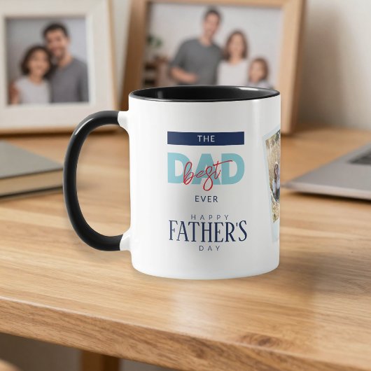 Best Dad Ever Blue Happy Father's Day Custom Photo Tasse