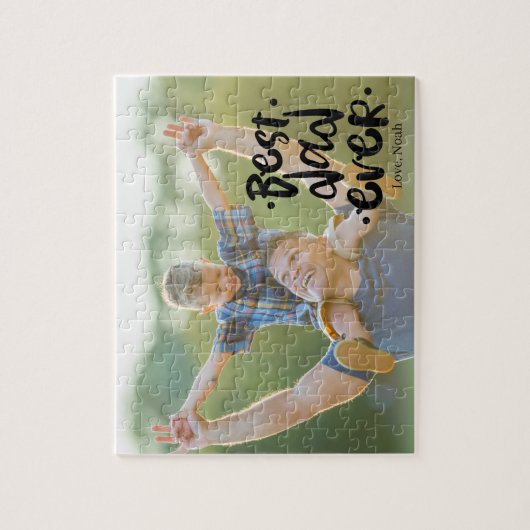 Best Dad Ever Custom Photo From Son Black Script Puzzle (Vertikal)