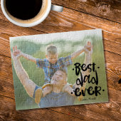 Best Dad Ever Custom Photo From Son Black Script Puzzle