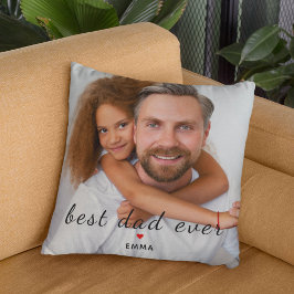 Best Dad Ever Cute Red Heart Customs Photo & Text Kissen