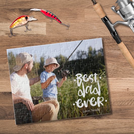 Best Dad Ever Father’s Day Gift Son Custom Photo Puzzle