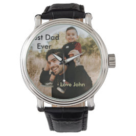 Best dad ever father's dad gift photo name simple  armbanduhr