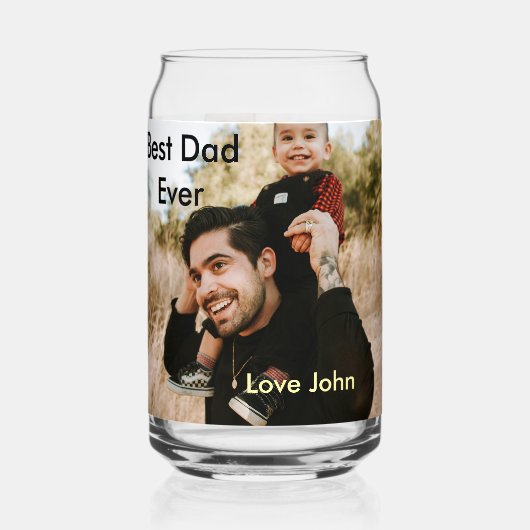 Best dad ever father's dad gift photo name simple dosenglas (Vorderseite)