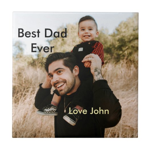Best dad ever father's dad gift photo name simple fliese (Vorderseite)