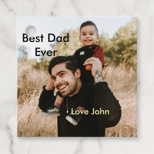 Best dad ever father's dad gift photo name simple geschenkanhänger (Vorderseite)
