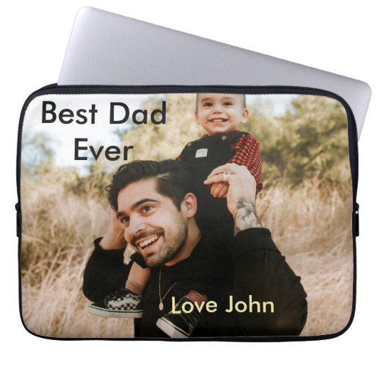 Best dad ever father's dad gift photo name simple laptopschutzhülle (Vorderseite)