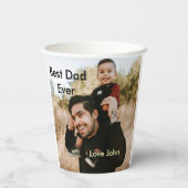 Best dad ever father's dad gift photo name simple  pappbecher (Rückseite)