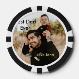 Best dad ever father's dad gift photo name simple  pokerchips