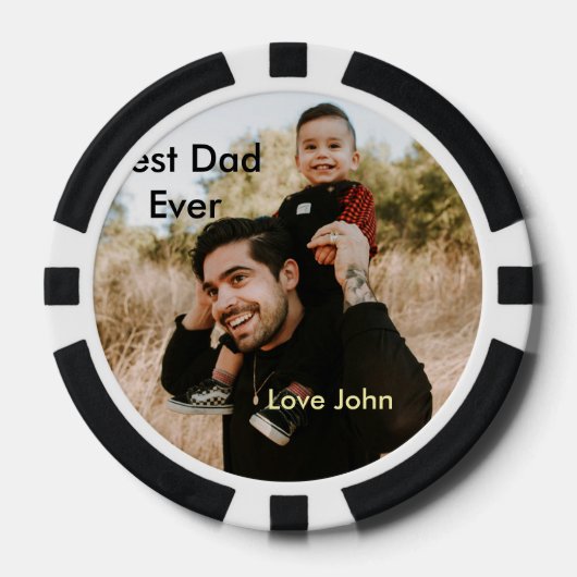 Best dad ever father's dad gift photo name simple pokerchips (Vorderseite)