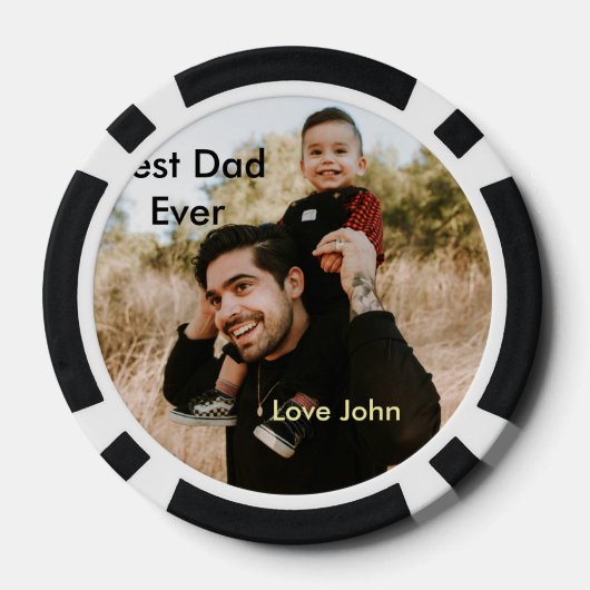 Best dad ever father's dad gift photo name simple pokerchips (Rückseite)