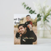 Best dad ever father's dad gift photo name simple postkarte (Stehend Vorderseite)