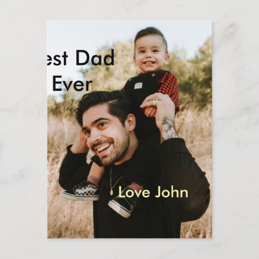 Best dad ever father's dad gift photo name simple postkarte (Vorderseite)