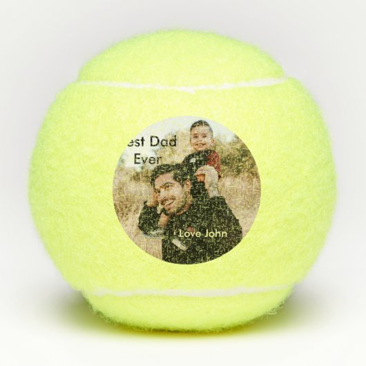 Best dad ever father's dad gift photo name simple  tennisbälle (Vorderseite)